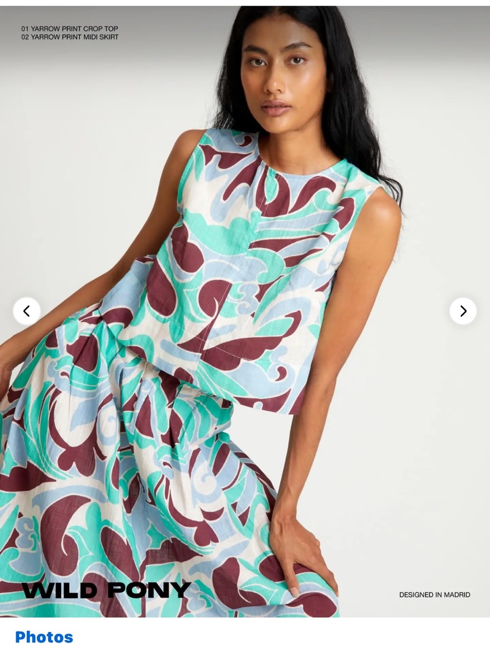Wild Pony Brand Women's Aqua & Burgundy Yarrow Print Skirt and Top Set